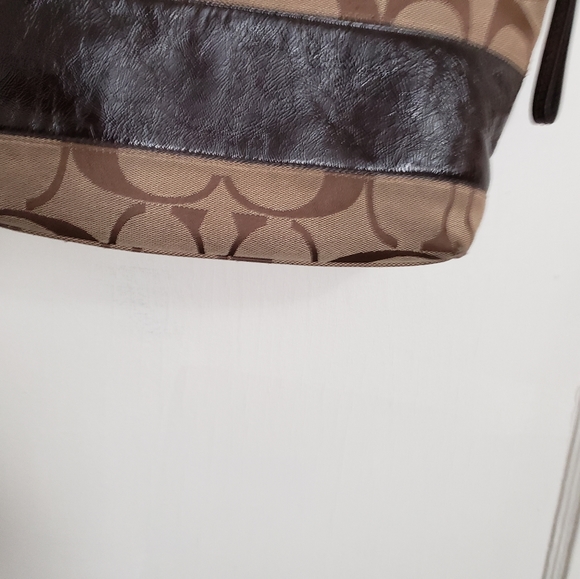 Coach Signature Leather Striped Tote - Picture 2 of 7